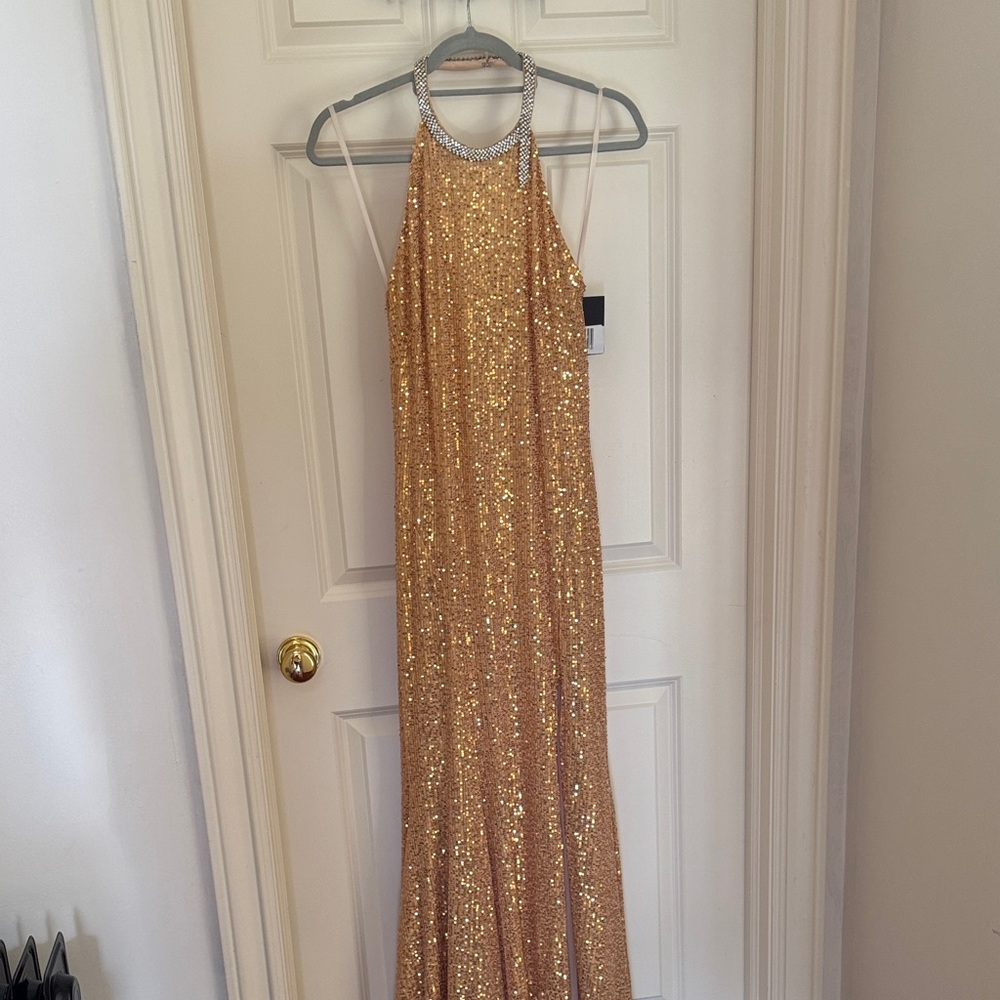 Mac Duggal Gold Sequin Dress